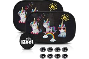 iZoeL Parasol Protector Coche Bebé con Ventosa Parasol Ventana Sombrilla Ventana Lateral para Parasol Niños Unicornio