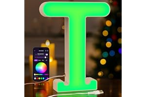 UooEA LED Light Up Letter T – USB Colour Changing Night Light with APP, Gift for Girls, Teens, Mum, Bedroom Decor, Wall/Table Display, Birthday & Christmas