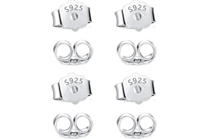 ALEXCRAFT Chiusure per Orecchini, Ferma Chiusure Orecchini Argento, Tappi con Chiusura a Farfalla Ferma Orecchio Sicurezza Backs Support, per Orecchini a Perno e Ganci Orecchini