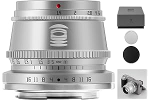 TTArtisan 35mm F1.4 Objektiv,APS-C Kameraobjektiv mit manuellem Fokus Kompatibel mit M43: EPM EPL E-P E-M Pen-F;G GF GX GM GH und mehr（Silber）