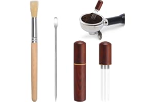 NAEBRO Tool Espresso Aguja, Agitador Aguja de Café, Distribuidor de Agujas de Café Herramienta de Distribución de Espresso para Evitar Que el Café Molido se Apelmace (Incluye Cepillo y Bolígrafo Artístico)