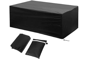EMSMIL Housse de Protection Mobilier Exterieur 242x162x100cm Etanche Coupe-Vent Poussière Tissu Oxford Noir Housses de Meubles avec Boucle de Verrouillage Bâche Salon de Jardin pour Table Chaise