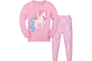 Gumyoss Pigiama per Bambine Set Pigiama per Bambini Cotone Maniche Lunghe Inverno Unicorno 2 Pezzi 3-12 Anni