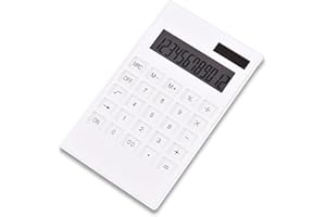 KEEYIRA 12 Digits Calculator White Crystal Desktop Calculators Solar and Battery Dual Powered Desk Calculator with Large LCD Display for Office Business Home School Students AA Battery Slim Elegant Design