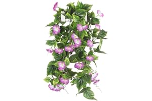 HUAESIN - Lote de 2 Hiedra Artificial para Plantas (2,1 m, Planta Artificial, Colgante de Ivy Hiedra Artificial, decoración para jardín, Boda, balcón y Valla Flores moradas