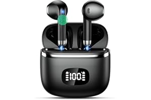 POMUIC Cuffie Bluetooth, Auricolari Bluetooth 5.3 Stereo HiFi Immersivo con 4 ENC Mic, Cuffie Wireless Cancellazione Rumore, 40 Ore di Riproduzione, IPX7 Impermeabili Cuffiette Bluetooth con Display LED