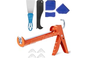 BATES CHOICE Bates- Caulk Gun Kit, 10:1 Thrust Ratio, Caulking Gun, Caulk Remover Tool, 2 Inch Stainless Steel Putty Knife Scraper, Finishing, Smoothing & Grout Removal Tool, Caulking Tool Kit