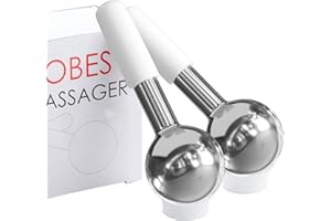 Lazzybeauty Facial Ice Globes in Acciaio Set da 2, per Crio Viso e Cura della Pelle, Globi di Ghiaccio per il Viso, Massaggiatore Facciale con Sfera di Ghiaccio per Ridurre Gonfiore e Occhiaie