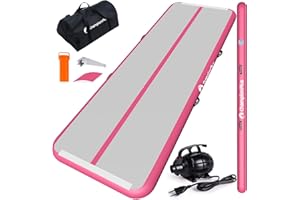 CHAMPIONPLUS Inflatable Air Tumbling Mat Gymnastics Tumble track 4 inch Thickness Air Mats for Home Use/Training/Cheerleading/Water Yoga 10ft 13ft 16ft with Electric Air Pump