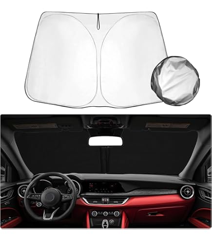 Parasole Per Parabrezza Auto Alfa Romeo Stelvio Quadrifoglio - Pieghevole, Termoisolante, 140x80cm - Foto 10