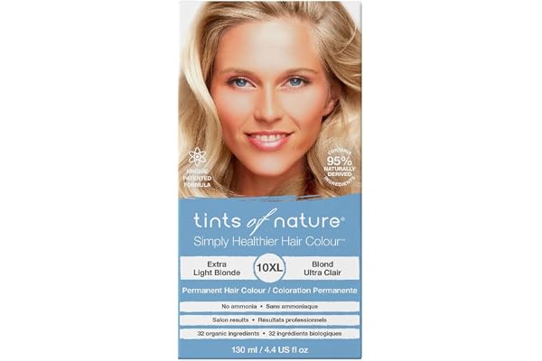 Tints of Nature 10XL Extra Light Blonde Permanent Hair Dye, Coloration Capillaire Permanente, Nourrit les Cheveux et Couvre les Cheveux Gris, Sans Ammoniac, Blond Extra Clair 130 ml