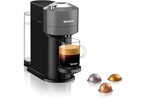 Nespresso Vertuo Next Coffee Machine by De'Longhi, Over 30 Varieties of Pods, 6 Coffee Cup Sizes, Americano, Starter Capsule Set Included, EN120.GY, Grey