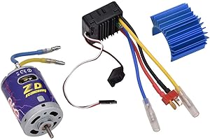 Drfeify RC ESC Set, 540 Brush Motor + 45A ESC + Cooling Fin RC Truck Upgrade Kit de Piezas para 1/10 RC Buggy Truggy Truck Crawler(Azul)