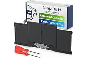 NinjaBatt Batteria A1466 per Apple MacBook Air 13″ (Metà 2012, Metà 2013, Inizio 2014, Inizio 2015, 2017) A1369 (Versione Fine 2010, Metà 2011) A1496 A1405 A1377 [7160mAh/54.4Wh/7.6V]