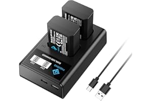 POEOSAS 2 x 1300mAh NP-FW50 Akku mit Typ C LED Dual Akku Ladegerät für Sony Alpha A3000, A5000, A5100, A6000, A6300, A6400, A6500, A7, A7II, A7RII und RX10 NEX-3/5/7 Serien