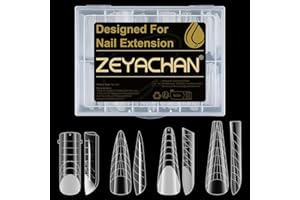 ZEYACHAN 96Pcs Unghie Finte Nail System Dual Nail Form,4 Stili Acrilico Tips Unghie con Scala Graduata per Unghie Strumenti per Manicure,Ricostruzioni ManiNails e Tip Nail Art,Capsule