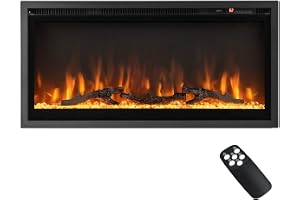 GOPLUS 91 cm elektrisk öppen spis, elektrisk väggkamin med fjärrkontroll och pekskärm, väggkamin med 9 flameffekter färger och 5 justerbara ljusstyrkenivåer, 750 W/1 500 W