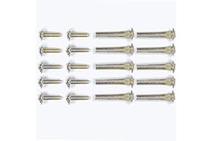 DECATRONIC set 20 pezzi Viti di Giunzione Connettori 31-40 mm bellissimo trattamento decorativo in Acciaio Nichelato per Mobili, Armadi, Credenze, Assi di Legno, foro da 5mm impronta PZ/PH2. (kit565)