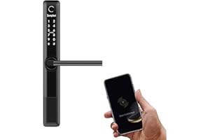 Simpled SF Weatherproof SlimSeries Smart Lock Touch, 7-in-1, Fingerprint Keyless Security Entry Door Lock, Bluetooth Electronic Deadbolt, Smartphone Access - Designed for The UK Weather, Matt Black