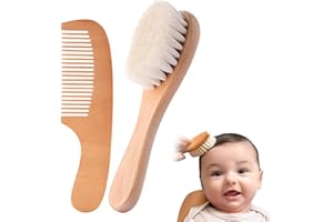MAKOTO NOBU Brosse À Cheveux Bébé, Brosse à Cheveux De BéBé En Bois Et Ensemble Peigne, Poils de Chèvre Naturel, Peigne En Bois pour Nouveau-nés, Tout-petits et Jeunes Enfants