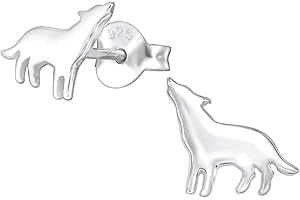 Laimons, orecchini per bambini, a forma di cagnolino, 9 mm, in argento Sterling 925, ossidato, lucido