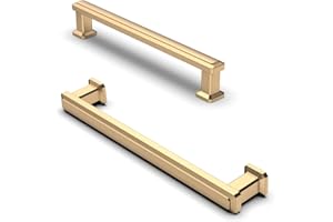FURNIWARE 10 Pack Champagne Bronze Cabinet Handles, Drawer Pulls 128mm(5 Inch) Hole Center, Hardware Modern Kitchen Cabinet Door Handles, Gold Brass for Kitchen, Bathroom, Wardrobe Cabinets Cupboard