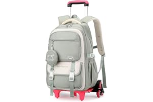 Tanou Plecak szkolny na kółkach dla dziewcząt, 30 l, plecak dla nastolatek z rolkami, zdejmowany wózek na kółkach, plecak szkolny dla dziewcząt, do szkoły podstawowej, szkoły średniej, swobodny