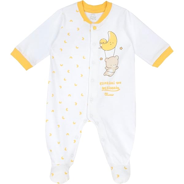 Tutina Neonato Chicco In Cotone - Apertura Schiena Con Bottoni - Pigiamino Morbido Con Balena