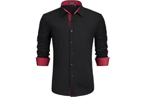 Enlision Chemise Homme Mariage Manches Longues Regular Fit Chemises Casual Business Formelle Chemise Contrastée avec Poche