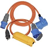 Brennenstuhl Kamp adapt&ouml;r seti/CEE adapt&ouml;r kablosu 1,5 m, CEE 230 V uzatma kablosu 3 m, Safe-Box Big IP44 (her kamp tatili i&ccedil;