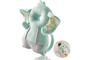 Goorder Bébé Coussin de Protection de Tête Oreiller de Soutien Bébé Protection de la Têt Securite Casque Sac à Dos Protecteur de Tête de Bébé, Anti-Chute et Amortissement, éléphant, Vert