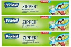 Bacofoil 3 x Zipper Medium All Purpose Bags Food Freezing Storage Bags (total 36 bags)