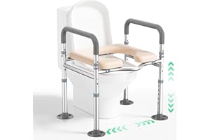 AIRMINTI Rialzo WC per Anziani, Alzata per WC Regolabile in Altezza Alzawater per Anziani, Comoda WC Alzata Water per Anziani con Seduta Imbottita e Telaio in Alluminio, Braccioli per WC