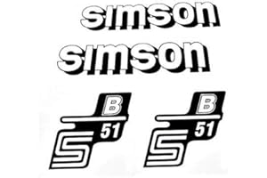 BISOMO Set Aufkleber Simson S51 B weiß/schwarz für Tank und Seitendeckel