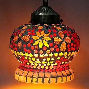 EarthenMetal Handcrafted Multicoloured Turkish Crown Shaped Mosaic Glass Hanging Light