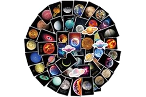 ZELAITE 50 Packungen Universum Planeten Aufkleber für Wasserflaschen, wasserdichte Planeten Vinyl Aufkleber, Weltraum Planeten Aufkleber Sticker für Laptop Skateboard Gepäck Fahrrad Computer (B)