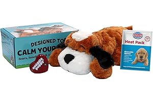 SMARTPETLOVE Original Snuggle Puppy Heartbeat Stuffed Dog Toy. Puppy Toy for Anxiety Relief, Calming Aid, and Comfort Toy for Behavioral Training in Brown and White