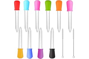 OLAIXIN 10 PCS Silicone Plastic Droppers Pipettes 5ML Liquid Droppers Transfer Pipette Dropper Eye Dropper Pipette Kids Children Baby Medicine Dropper With 2 Cleaning Brushes For Candy Gummy Mold Wax Melts