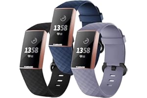 FunBand Bracelet Fitbit Charge 3, Bande en Silicone Souple Sangle de Remplacement Reglables Sport Accessorie pour Montre Connectée Fitbit Charge 3
