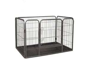 BUNNY BUSINESS Doggy Style Heavy Duty Whelping Pen With Abs Tray Puppy Play Pen Puppies Cage Crate Cartes Cages (Small), BLACK