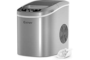 COSTWAY Fabbricatore di Ghiaccio 12kg/24h, Macchine per Cubetti di Ghiaccio, Produttore per Ghiaccio con Serbatoio 2,2L (Argento)