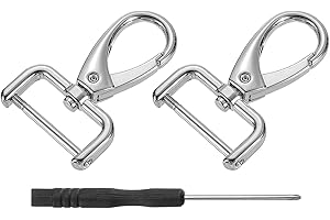 QUARKZMAN 2Stück Karabinerhaken 25mm(1 Zoll) D Ring Abnehmbarer Karabiner Schlüsselanhänger Metall Karabiner Klauen Verschluss Haken mit Drehgelenk Schlüsselanhänger Basteln Silber