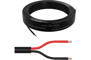‎AOHEWEI AOHEWEI 2 × 1,0 mm² rundes 2-adriges Doppelkabel 2-Leiter-Kupfer-Elektrokabel 5 V 12 V 24 V 60 V, dünnwandiges rotes/schwarzes Kfz-Bootskabel 5/10/20/50 Meter