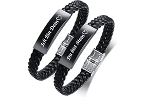 FLHEART Partner Armbänder Freundschaftsarmband Herren Damen - Verstellbare Leder Pärchen Armband für Männer Frauen Geschenk Für Geburtstag Valentinstag Personalisierte Armbänder für Paar und Bester Freund