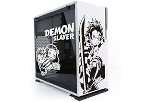 TENSUKA Demon Slayer Anime-Aufkleber für PC-Hülle, Cartoon-Dekor-Aufkleber für ATX-Computer-Haut, wasserdichtes Vinyl-Graffiti-Aufkleber, leicht abnehmbar (B Stil, schwarz und weiß)