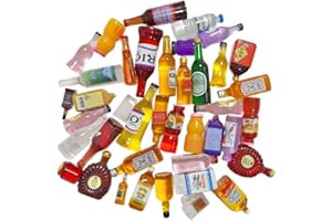 Borsgye 40 PCS Miniature Beer Bottles Mini Resin Wine Drinks Glass Model Mixed Resin Sets Simulation Instant Pretend Model Scene Resin Charms for Handcraft Scrapbook Phone Case Decor - Random Pack