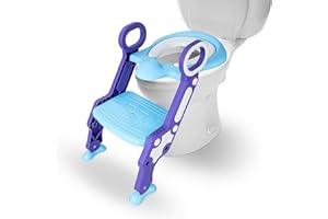 BALLSHOP Toilettensitz Kinder mit Treppe, Töpfchen Trainer, Toilettenaufsatz, kindertoilette,Toilettentrainer für Kinder,Toilettenaufsatz für Jungen und Mädchen Blau
