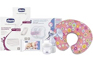 Chicco Kit Mamma Completo, Contiene Assorbenti Post Parto, Slip Monouso, Dischetti Assorbilatte, Salviettine, Tiralatte Manuale, Contenitori Latte Materno, Cuscino Boppy - 2710 g