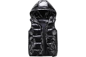 GIBZ Piumino Smanicato uomo con Cappuccio Lucido Caldo Gilet Imbottito con Tasche Cerniera Senza Maniche Casual per Invernale