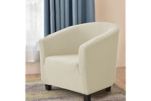 Highdi Copripoltrona 1 Posto Elasticizzato Poltrona Da Cocktail Chesterfield Jacquard Tinta Unita Fodera Universale Lavabile Sedia Da Club per Bar Soggiorno Camera da Letto (Beige)